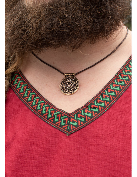 Túnica vikinga de algodón, color rojo