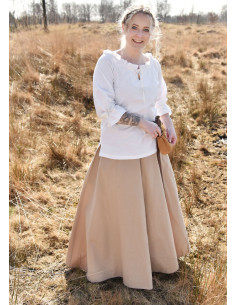 Falda medieval con corte ancho, marrón claro