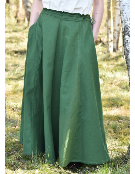 Falda medieval con corte ancho, verde