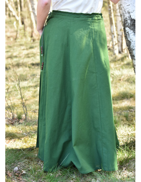 Falda medieval con corte ancho, verde
