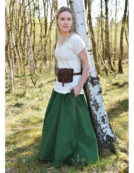 Falda medieval con corte ancho, verde