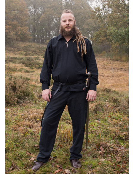 Gotz middelalderlig ridderskjorte, sort