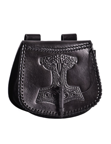 Thors Hammertasche aus schwarzem Leder