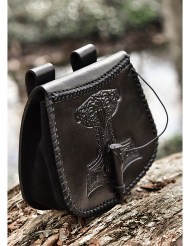 Bolsa martillo de Thor en cuero negro