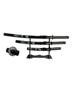 Punisher-Katana-, Wakizashi- und Tanto-Set mit Unterstützung