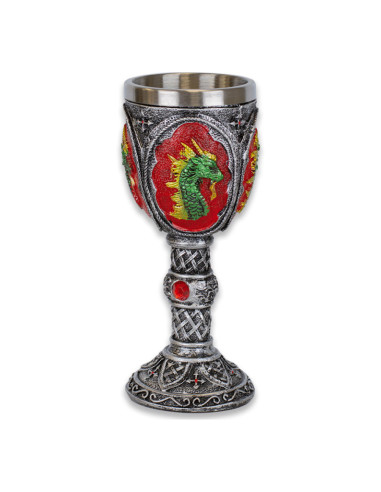 Copa de resina Dragón Verde para coleccionistas, 18 cm.
