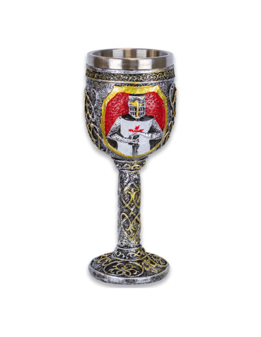 Copa de resina Caballero Templario para coleccionistas, 19 cm.