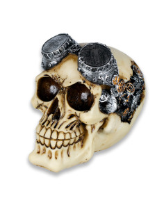 Miniatura calavera SteamPunk con gafas, 12 cm.