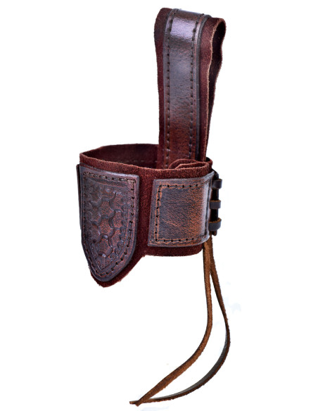 Tahalí para cuerno en cuero y gamuza,...