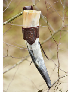 Tahalí für Horn aus Leder und Wildleder, dunkelbraun 2