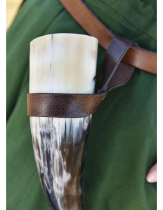 Tahalí schlicht für Horn aus Leder, dunkelbraun 2