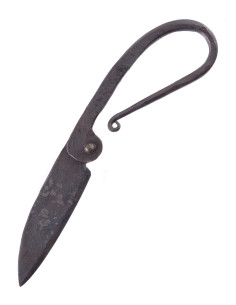 Navaja medieval de hierro forjado a mano, con funda