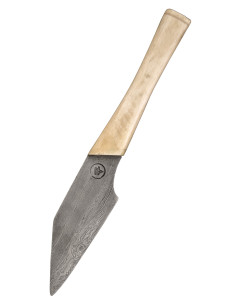 Lille Seax type kniv med damaskus stålblad