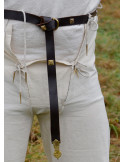 Pantalón medieval de algodón con cordones, color natural