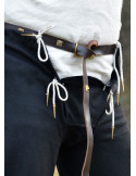 Pantalón medieval de lana con cordones, color negro