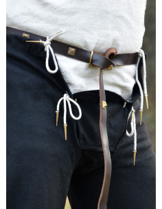 Pantalón medieval de lana con cordones, color negro 2
