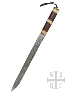 Cuchillo vikingo largo tipo Seax, Acero de Damasco