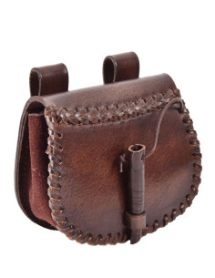 Bolso medieval pequeño de cuero, para el cinturón