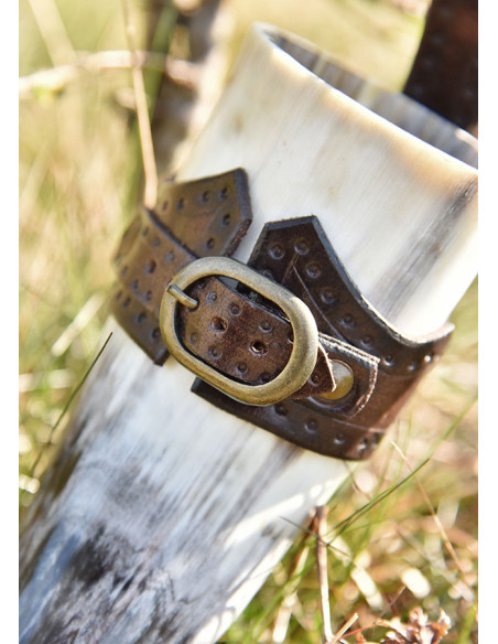 Lederband mit Hornschnalle, dunkelbraun