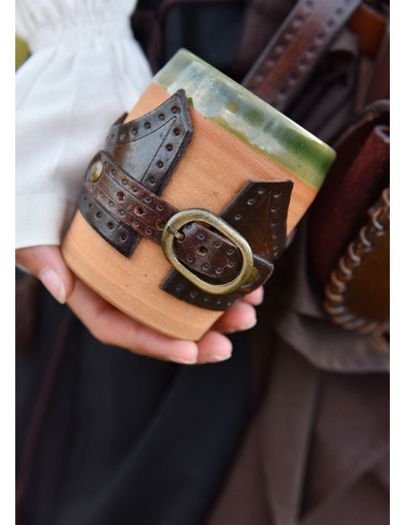 Lederband mit Hornschnalle, dunkelbraun