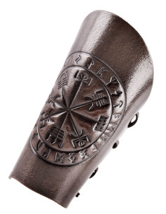 Læderarmbånd med Vegvísir-gravering