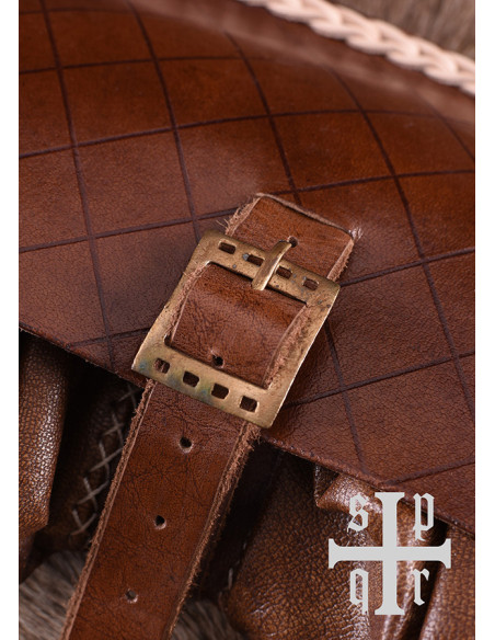 Bolso medieval de cuero, siglo XIV,...