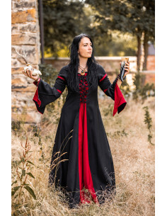 Middelalderlig kjole kvinde Sort-Rød