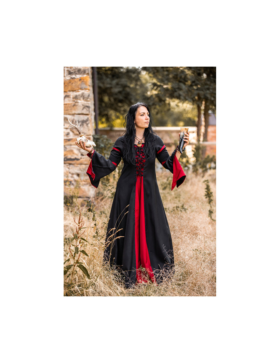 Vestido medieval mujer Morgana - Negro ⚔️ Tienda-Medieval