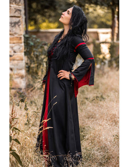 Vestido medieval mujer Negro-Rojo