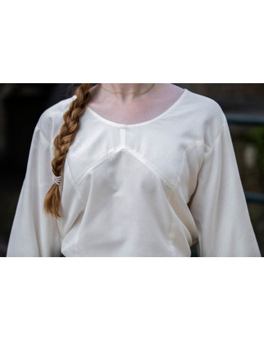 Middeleeuwse blouse Irma trompetmouwen naturel wit Tienda
