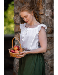 Lotte ärmellose mittelalterliche Sommerbluse, weiß