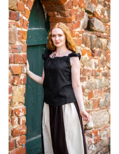 Blusa medieval de verano sin mangas Lotte, negro
