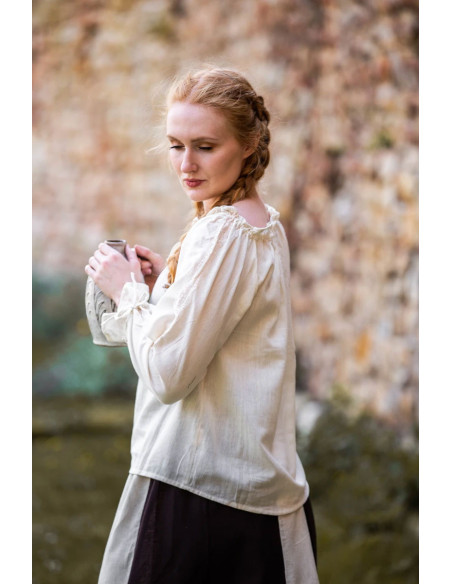 Middeleeuwse blouse vrouw ruches