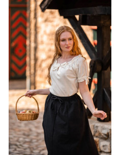 Mittelalterbluse mit Bindeband Modell Otillia, naturweiß