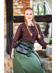 Middelalder bluse model Tilda, brun farve