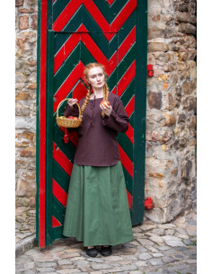 Middelalder bluse model Tilda, brun farve 2