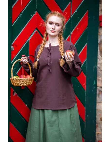 Middelalder bluse model Tilda, brun...