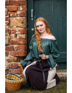 Klassisk middelalderbluse model Emma, grøn farve