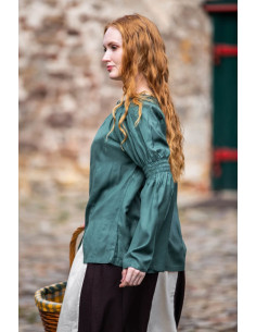 Klassisk middelalderbluse model Emma, grøn farve 2