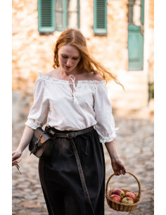 Mittelalterbluse Kurzarm Modell Sandra, naturweiß