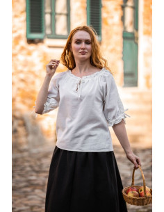 Middelalderbluse kortærmet model Sandra, naturhvid 2