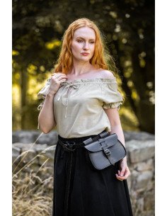 Middelalderbluse med bindebånd model Otillia, hamp