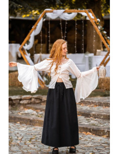 Middelalderlig heksebluse model Carmen, hvid farve 2