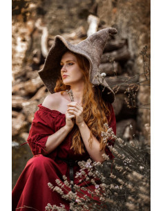 Sombrero de bruja modelo Glinda, color marrón natural