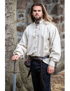 Camisa medieval con lazos modelo Dagwin, blanco natural