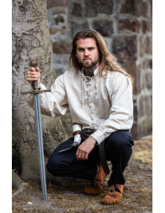 Camisa medieval con lazos modelo Dagwin, blanco natural 2