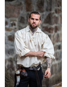 Camisa pirata Artur con cordones, color blanco natural