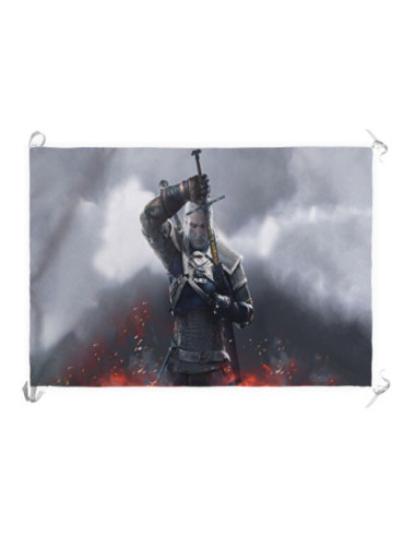 Estandarte-Bandera Geralt de Rivia, The Witcher III Wildhunt (70x100 cms.)
 Material-Raso