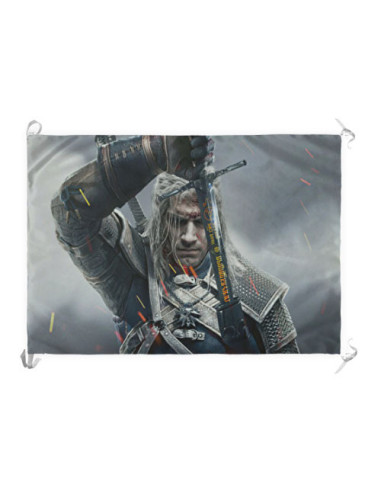 Bannervlag Geralt of Rivia, The Witcher (70x100 cm.)
 Materiaal-Satijn