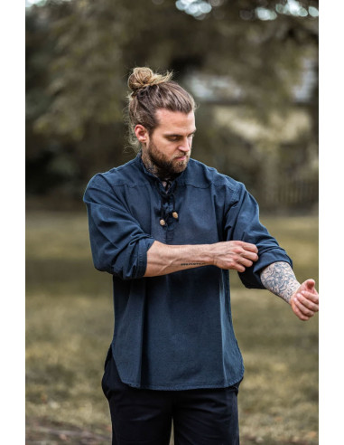 Mittelalter Hemdschnürsenkel Modell Ansbert, blaue Farbe